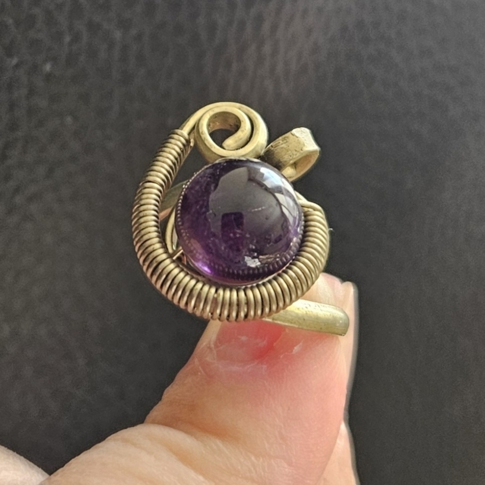 Elegant Purple and Gold Wire Wrapped Ring